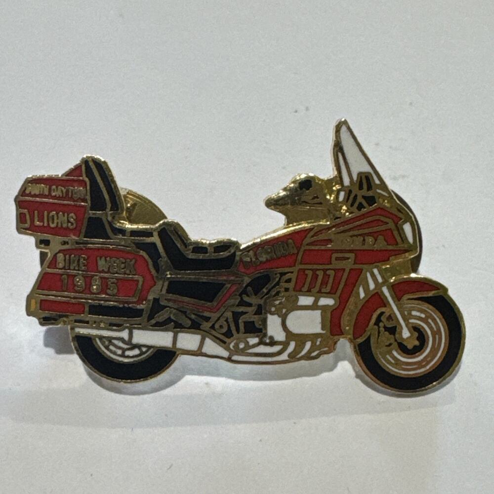 1985 Daytona Bike Week Florida Honda Lions Vest Jacket Lapel Hat Motorcycle Pin‎